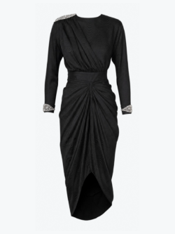 שמלה Grace Long Dress על רקע אפור פנינה קר