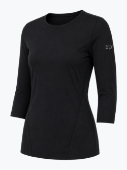 ely active quick dry three quarter sleeve top black