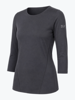 ely active quick dry three quarter sleeve top dark grey