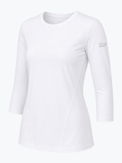 ely active quick dry three quarter sleeve top white